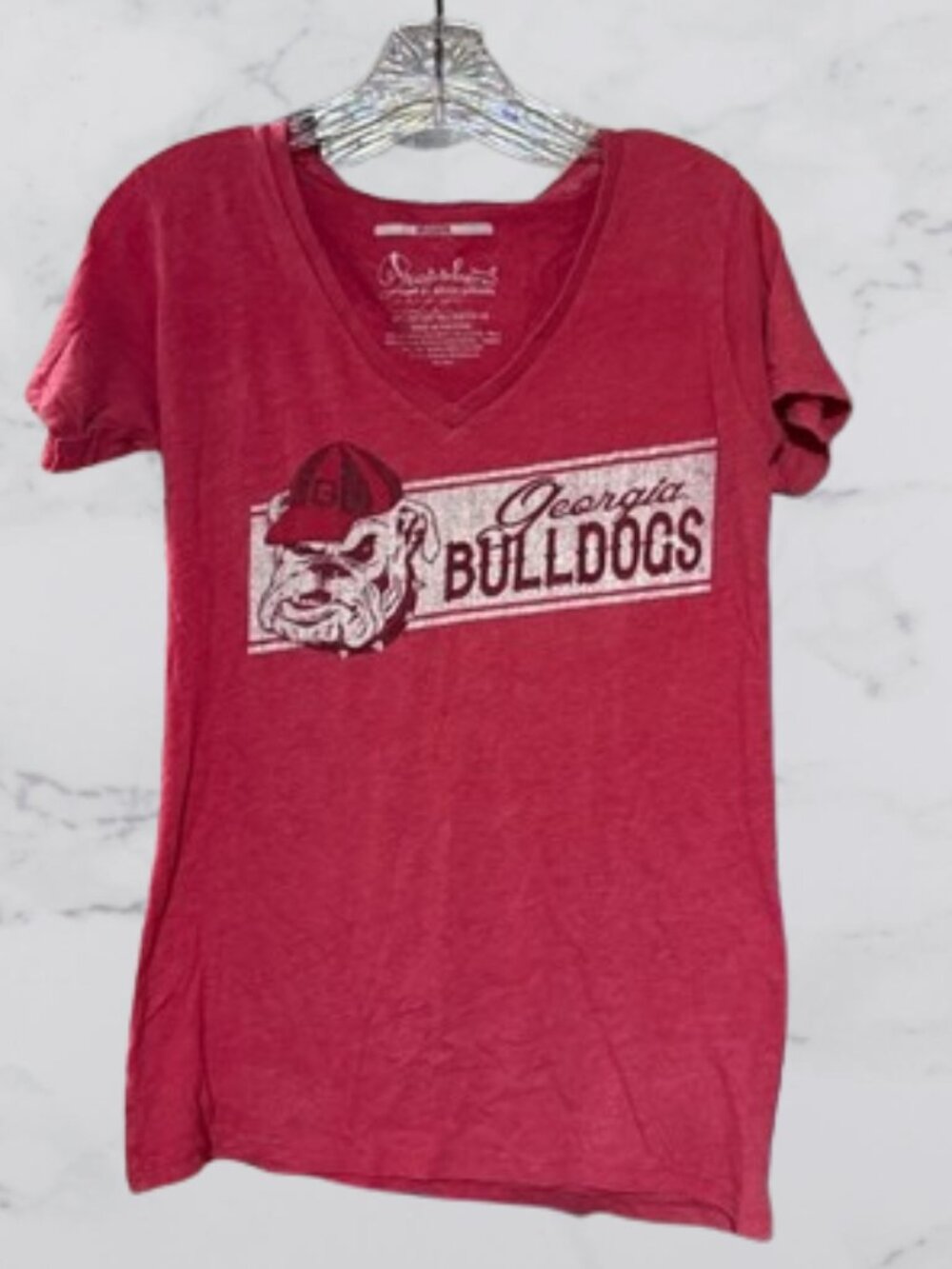 Pressbox Georgia Bulldogs Women's Red V-Neck Tee Size M